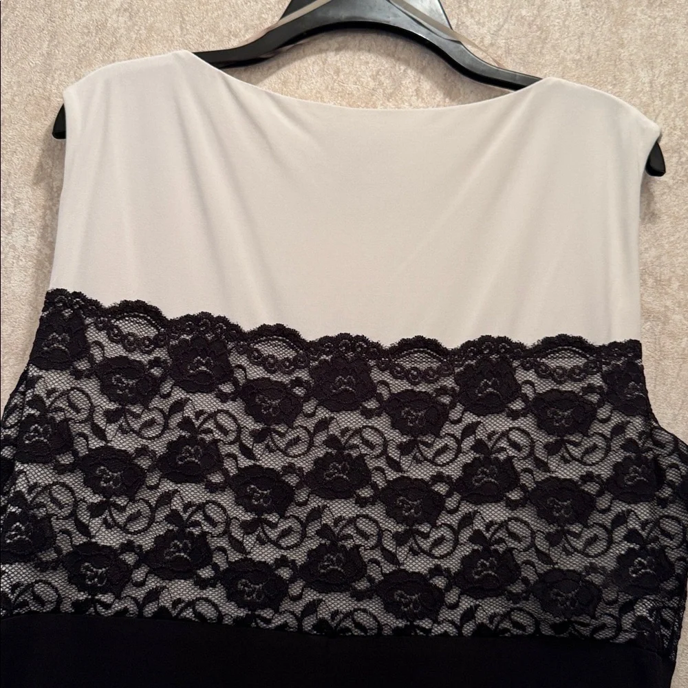NWT BLACK LAYERED DRESS WITH WHITE & BLACK BODICE - Picture 9 of 13